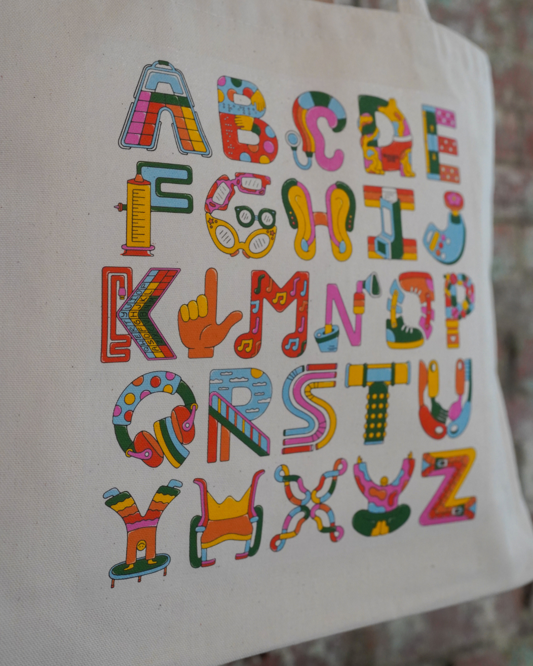 Colorful alphabet letters on a white background